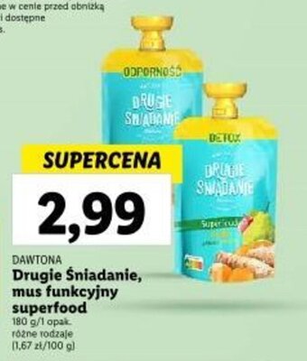 Lidl DAWTONA Drugie Śniadanie, mus funkcyjny superfood 180 g oferta