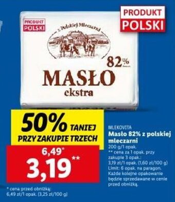 Lidl MLEKOVITA Masło 82% z polskiej mleczarni 200g oferta