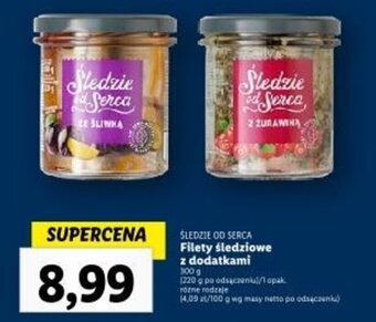 Lidl ŚLEDZIE OD SERCA Filety śledziowe 300g oferta
