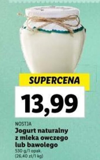 Lidl NOSTJA Jogurt naturalny z mleka owczego lub bawolego 530g oferta