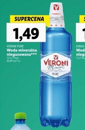 Lidl VERONI PURE Woda mineralna niegazowana 1,5 L oferta