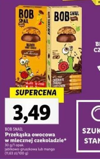 Lidl BOB SNAIL Przekąska owocowa w mlecznej czekoladzie 30g oferta