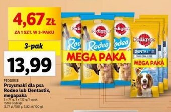 Lidl PEDIGREE Przysmaki dla psa Rodeo lub Dentastix, 3x77g, 3x122g oferta