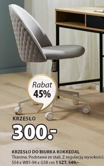 JYSK KRZESŁO DO BIURKA KOKKEDAL S54 x W81-94 x G58 cm oferta