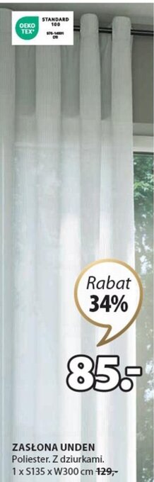 JYSK ZASŁONA UNDEN 1 x S135 x W300cm oferta