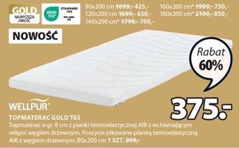 JYSK WELLPUR TOPMATERAC GOLD T65 80x200cm oferta