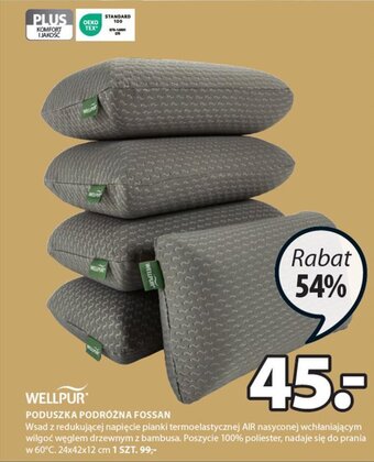 JYSK WELLPUR PODUSZKA PODRÓŻNA FOSSAN 24x42x12cm oferta