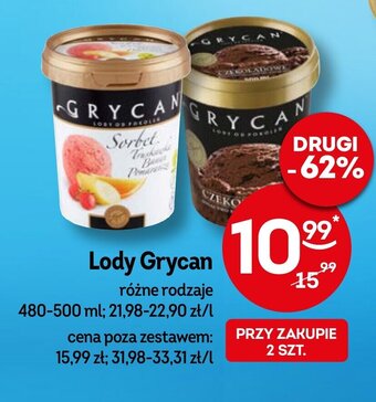 Żabka Lody Grycan 480-500ml oferta