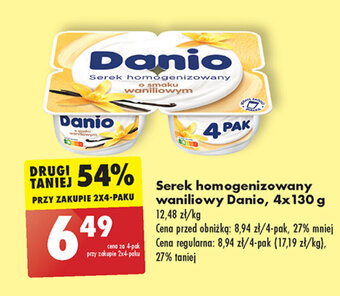 Biedronka Serek homogenizowany waniliowy Danio, 4x 130 g oferta