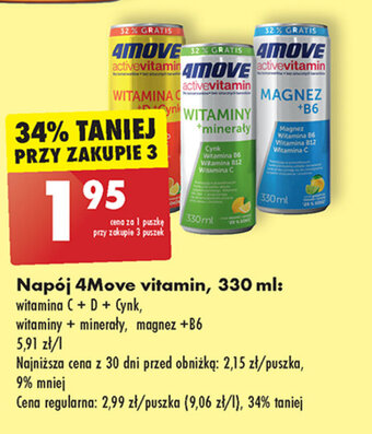 Biedronka Napój 4Move vitamin, 330 ml oferta