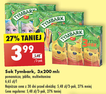 Biedronka Sok Tymbark, 3x200 ml oferta