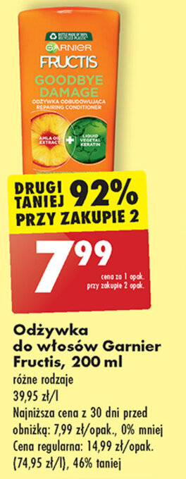 Biedronka Odżywka do włosów Garnier Fructis, 200 ml oferta
