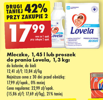 Biedronka Mleczko, 1,45 I lub proszek do prania Lovela, 1,3 kg oferta