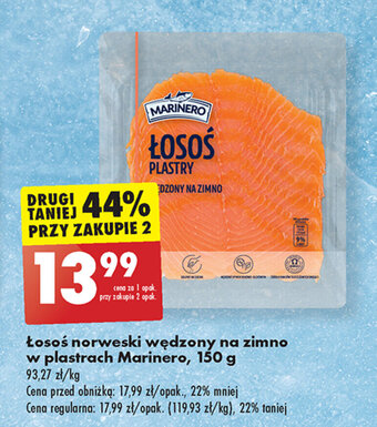 Biedronka Łosoś norweski wędzony na zimno w plastrach Marinero, 150 g oferta