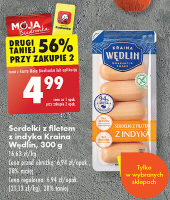Biedronka Serdelki z filetem z indyka Kraina Wędlin, 300 g oferta