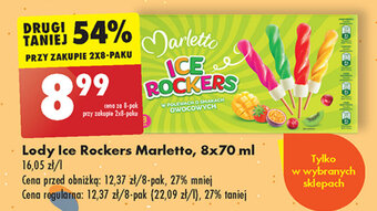 Biedronka Lody Ice Rockers Marletto, 8x70 ml oferta