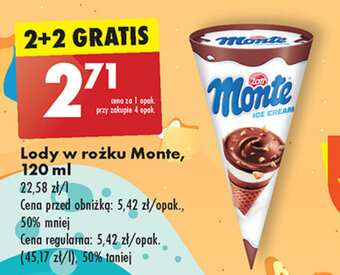 Biedronka Lody w rożku Monte, 120 ml oferta