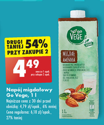 Biedronka Napój migdałowy Go Vege, 1l oferta