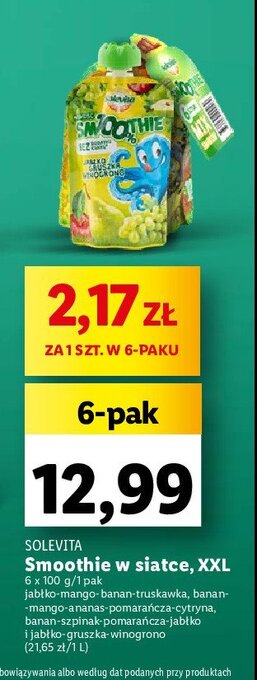 Lidl Smoothie jabłko-banan-mango-truskawka oferta