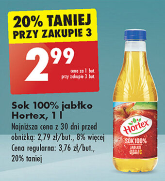 Biedronka Sok 100% jabłko Hortex, 1l oferta