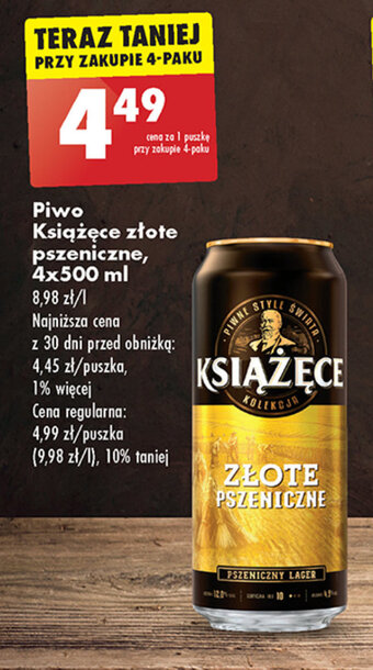 Biedronka Piwo Książęce złote pszeniczne, 500 ml oferta