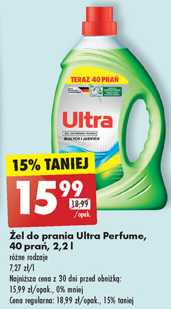 Biedronka Żel do prania Ultra Perfume, 40 prań, 2,2l oferta