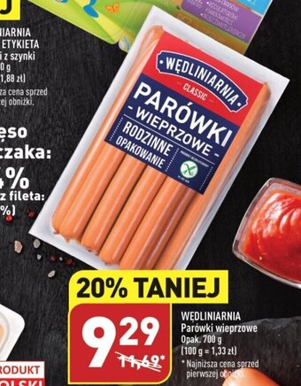 ALDI WĘDLINIARNIA Parówki wieprzowe 700 g oferta