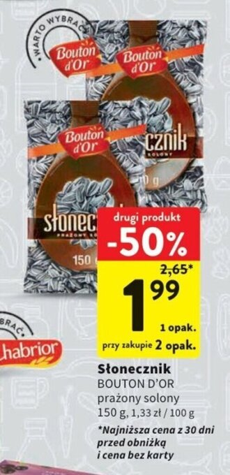 Słonecznik BOUTON D'OR prażony solony 150 g