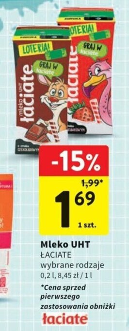 Intermarche Mleko UHT ŁACIATE 0,2l oferta
