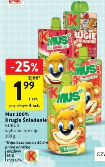 Intermarche Mus 100% Drugie śniadanie KUBUŚ 100g oferta