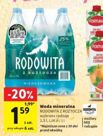Intermarche Woda mineralna RODOWITA Z ROZTOCZA 1,5l oferta