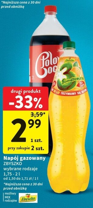 Intermarche Napój gazowany ZBYSZKO 1,75-2l oferta