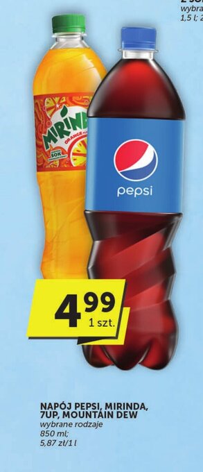 NAPÓJ PEPSI, MIRINDA, 7UP, MOUNTAIN DEW 850 ml