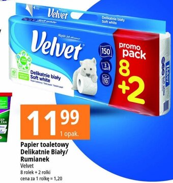 E.Leclerc Papier toaletowy Delikatnie Biały/ Rumianek Velvet 8 rolek + 2 rolki oferta
