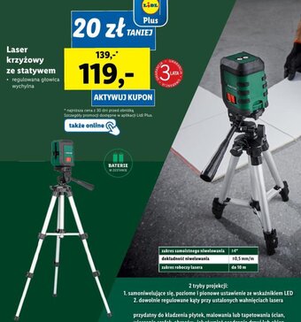 Lidl Laser krzyżowy ze statywem oferta