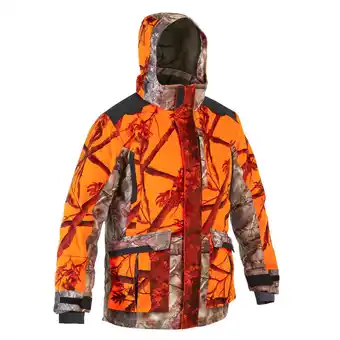 Decathlon Kurtka myśliwska zimowa solognac 3w1 wodoodporna 900 camo fluo oferta