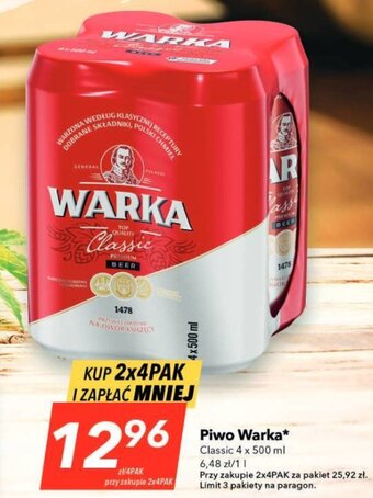 Lewiatan Piwo Warka 4 x 500 ml oferta