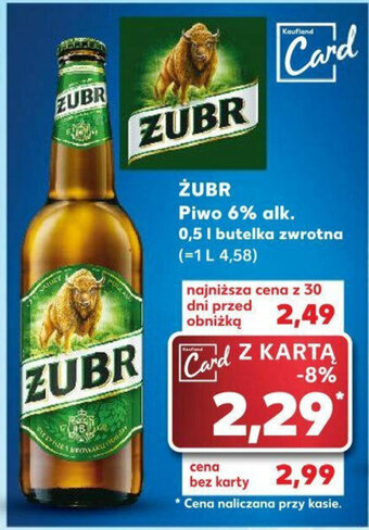 Kaufland ŻUBR Piwo 6% alk. 0,5 l oferta
