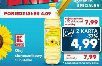 Kaufland Olej słonecznikowy 1l butelka oferta