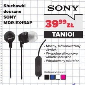 Słuchawki douszne SONY MDR-EX15AP