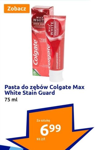 Action Pasta do zębów Colgate Max White Stain Guard 75ml oferta