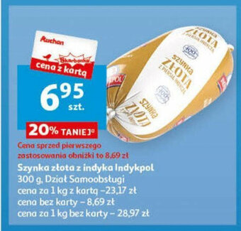 Auchan Szynka złota z indyka Indykpol 300 g oferta