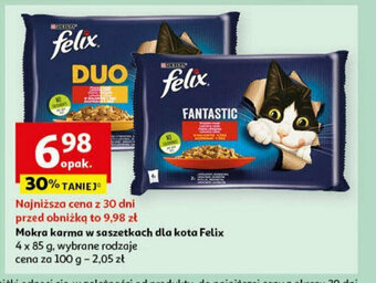 Auchan Mokra karma w saszetkach dla kota Felix 4 x 85 g oferta