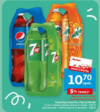 Auchan Napój Pepsi, Pepsi Max, 7Up lub Mirinda 2 x 1,5 l oferta
