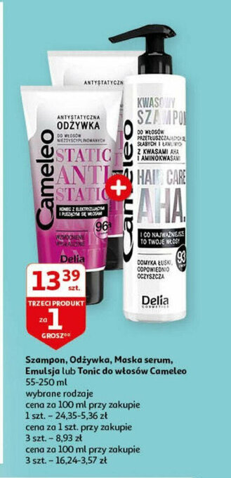 Auchan Szampon, Odżywka, Maska serum, Emulsja lub Tonic do włosów Cameleo 55-250 ml oferta
