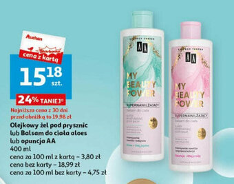 Auchan Olejkowy żel pod prysznic lub Balsam do ciała aloes lub opuncja AA 400 ml oferta