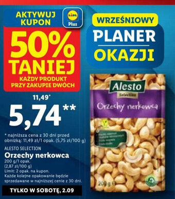 Lidl ALESTO SELECTION Orzechy nerkowca 200g oferta
