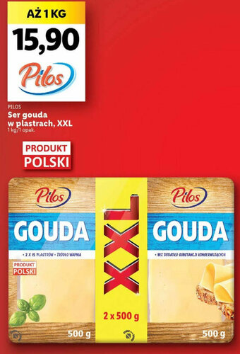 Lidl PILOS Ser gouda w plastrach 1 kg oferta