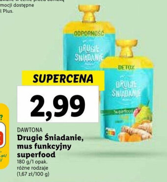 Lidl DAWTONA Drugie śniadanie mus funkcyjny superfood 180 g oferta