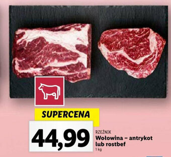 Lidl RZEŹNIK Wołowina antrykot lub rostbef 1kg oferta